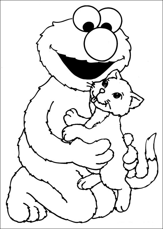coloriage 1 rue sesame elmo et son petit chat